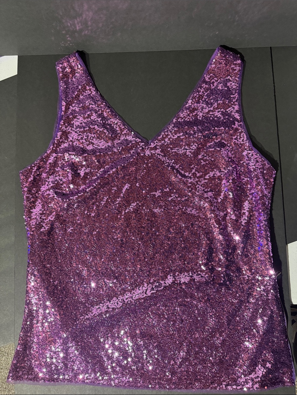Purple sequin tank top